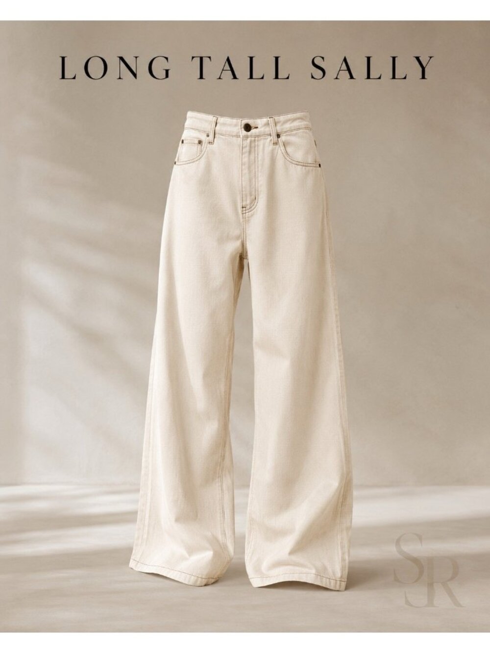 Long Tall Sally Tailored Wide Leg Jeans Ecru Cream NWT Size 10 Tall 36 Inseam